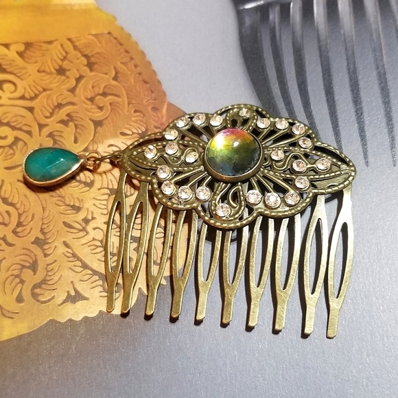 MzMax Creations! "Opulent Grace" OOAK Vintage Encrusted Hair Jewelry - Picture 3 of 6